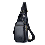 European And American Retro First-Layer Cowhide Mens Front Sling Bag