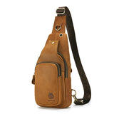 European And American Retro First-Layer Cowhide Mens Front Sling Bag